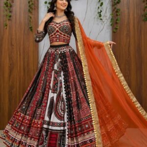 Multicolor Trending Navratri Muslin Lehenga Choli