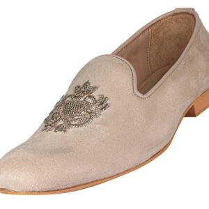 Tanny Shoes Men's Fabric Material Zari Embroidery Gold Slip On Jutti