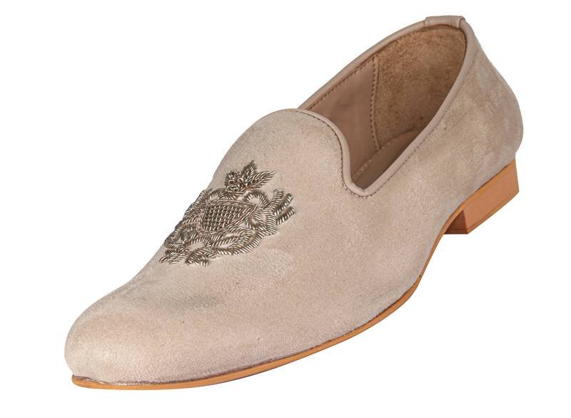 Tanny Shoes Men's Fabric Material Zari Embroidery Gold Slip On Jutti